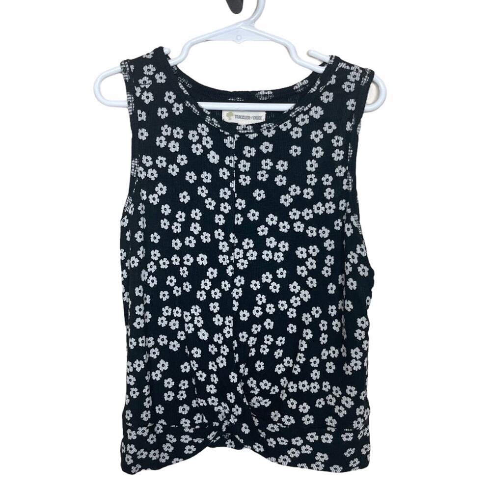 Tucker + Tate Crossover Ribbed Tank Black Floral M
